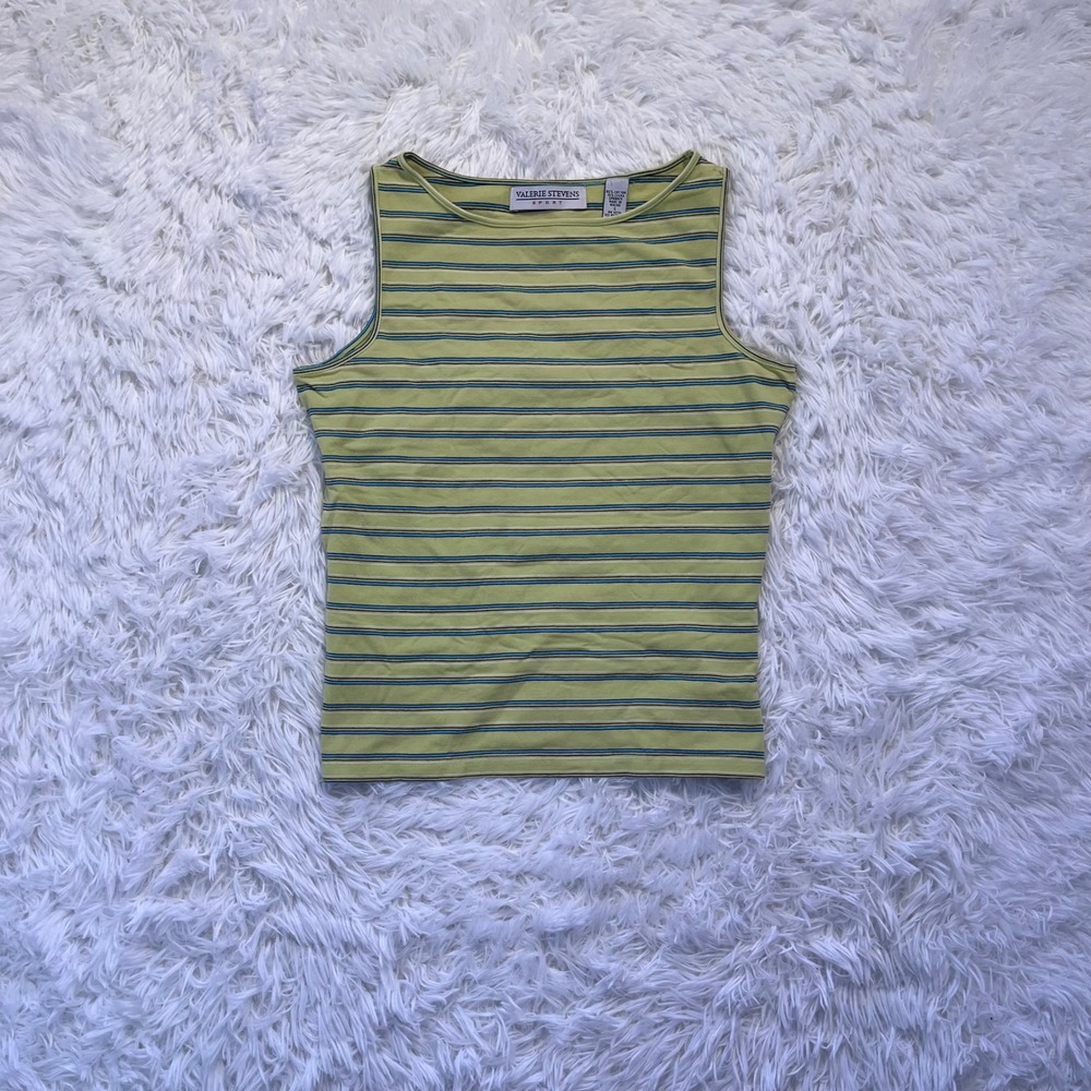 ๐y2k 90s green striped tank top small